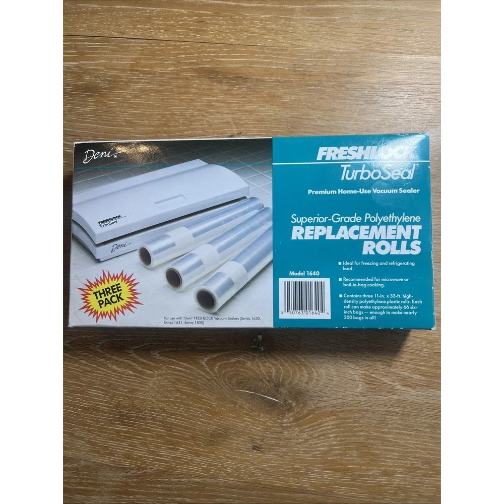 Deni Freshlock Turbo Seal Vacuum Sealer Food Storage Replacement Rolls 3-Pack‎